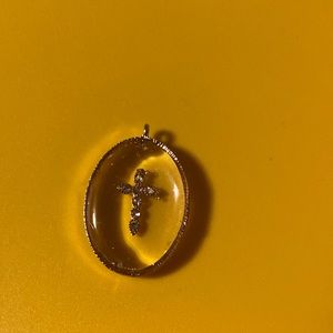 Homemade diamond cross resin keychain or necklace